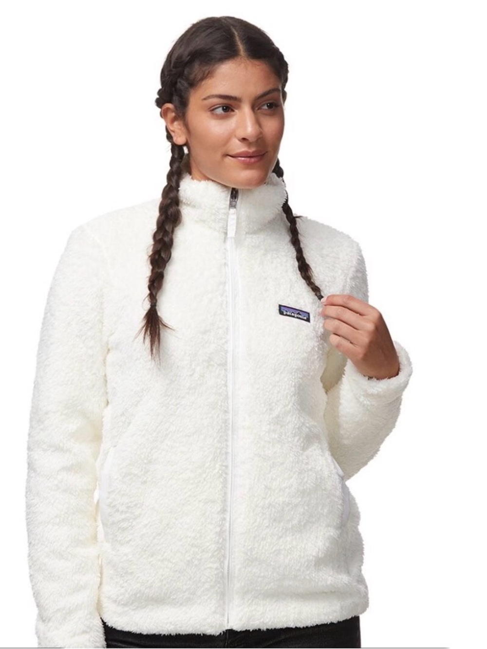 Patagonia Los Gatos Worn Wear Cream Teddy Fleece Full-Zip Jacket Sz S